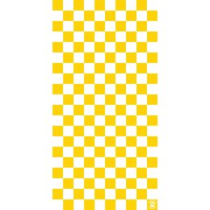 A repeating pattern of yellow and white checkered squares fills the space creating a vibrant visual effect suitable for backgrounds or designs with a bold aesthetic.