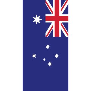 A rectangular flag features a dark blue background with the Union Jack in the top left and five white stars arranged in the southern cross constellation on the right.