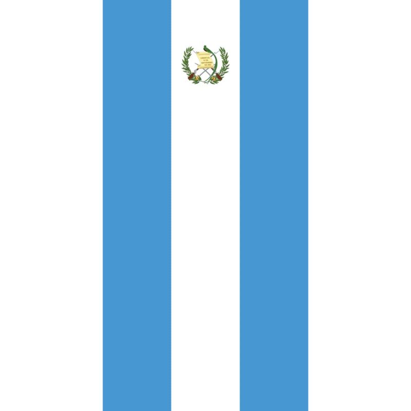 Country Flag Tube Headband A flag with three vertical stripes featuring two light blue stripes on the outer edges and a white stripe in the center displaying a coat of arms with a scroll and crossed weapons
