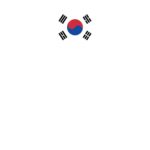 A circular emblem features a blue and red yin-yang symbol at the center surrounded by four black trigrams of the South Korean flag on a white background.