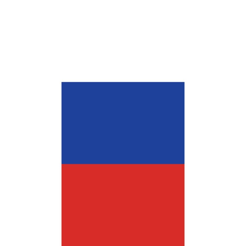 Country Flag Tube Headband A rectangular flag features three horizontal stripes colored white at the top blue in the middle and red at the bottom set against a plain white background