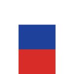 A rectangular flag with horizontal stripes colored blue on top and red on the bottom is set against a plain white background.