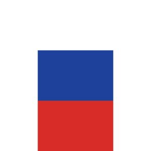 A rectangular flag with horizontal stripes colored blue on top and red on the bottom is set against a plain white background.