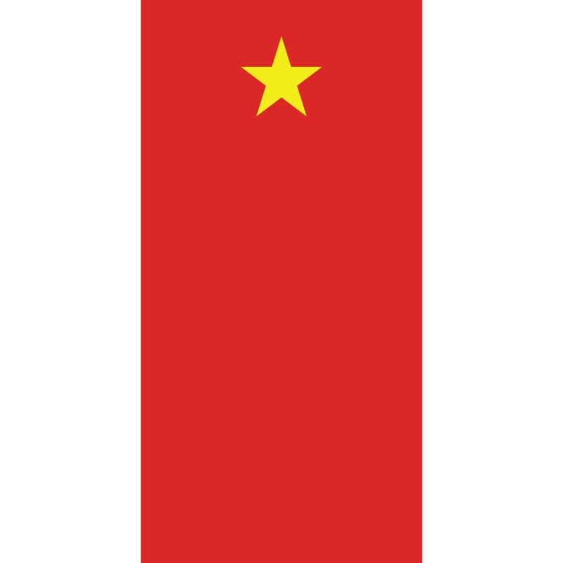 Country Flag Tube Headband A rectangular flag has a solid red background with a large yellow star in the center and smaller yellow stars arranged in a semicircle to its left.