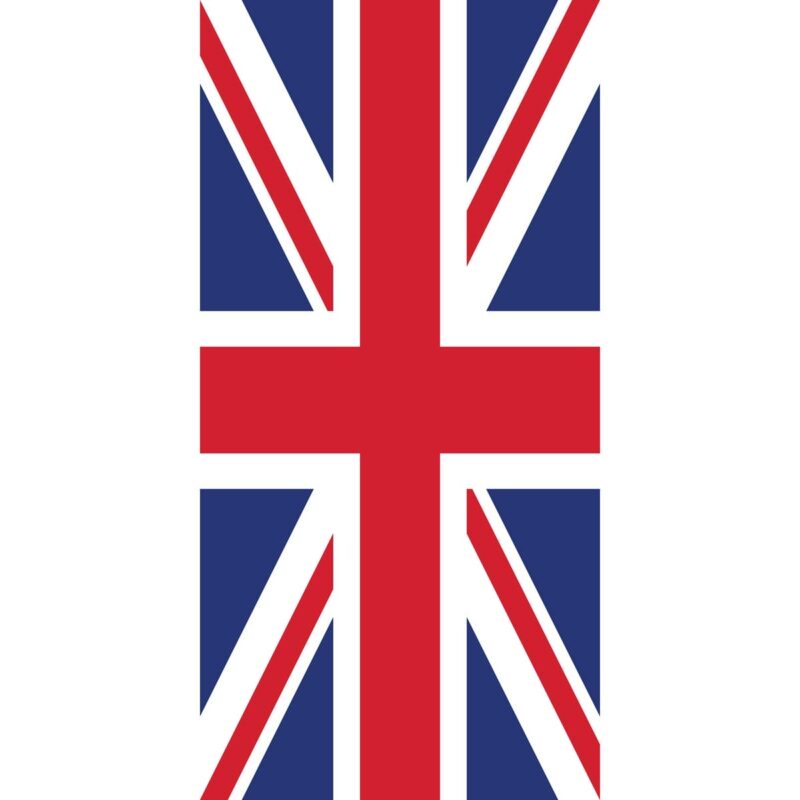 Country Flag Tube Headband A Union Jack flag displays its red and white cross against a blue background symbolizing the United Kingdom's national identity in a simple and bold design.