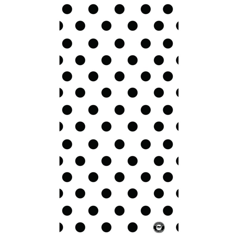 Polka Dot Tube Headband A white background features a repeating pattern of evenly spaced black dots creating a visually striking design without any text or additional elements present