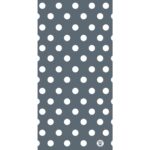 A gray background features a repeating pattern of white polka dots evenly spaced across the surface  creating a simple yet visually striking design suitable for various decorative uses.