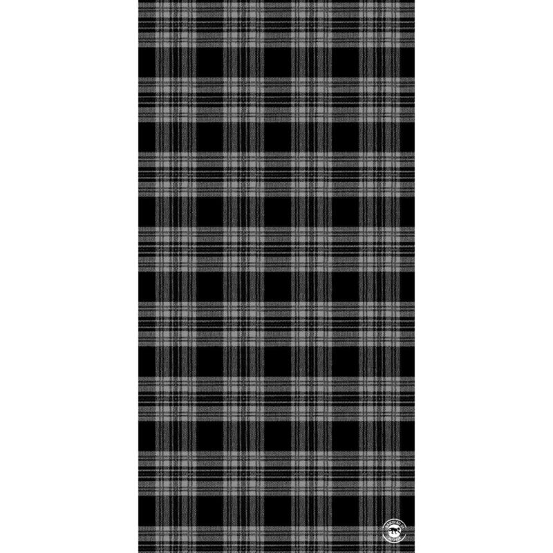 Plaid Tube Headband A black and grey plaid pattern covers the entire surface featuring intersecting lines creating squares and rectangles in a repeating design suitable for fabric or background use.