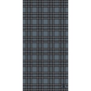 A plaid fabric displays a pattern of alternating squares in shades of gray and black with white lines intersecting. The context suggests it's suitable for textile applications or clothing design.
