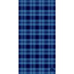 A blue plaid fabric features dark blue and light blue lines forming a grid pattern against a solid dark background creating a textured appearance suitable for clothing or upholstery.