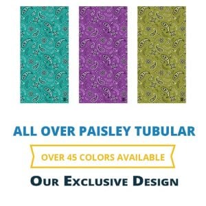 All Over Paisley Tube Headband – a stylish and comfortable accessory made from 100% Polyester, perfect for adding a touch of paisley flair to any look.