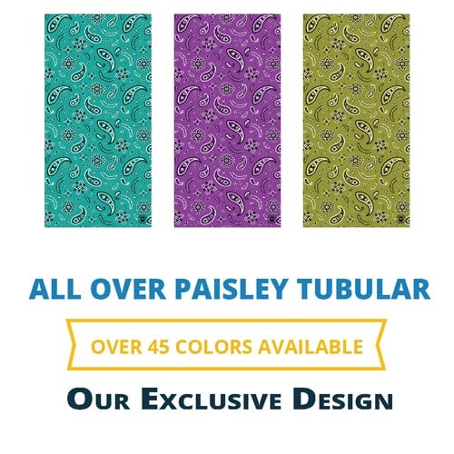 All Over Paisley Tube Headband – a stylish and comfortable accessory made from 100% Polyester, perfect for adding a touch of paisley flair to any look.