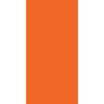 A large orange circle is on the left side while the right side is empty white space creating a bold contrast focusing attention on the circle