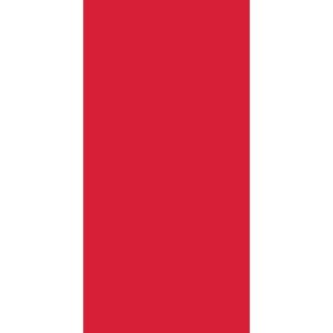 A red rectangle fills the right side while a white rectangle occupies the left side creating a strong color contrast with a simple and bold design.