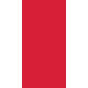 A large red circle is positioned on a white background creating a stark contrast while emphasizing the bold color and simplicity of the design.