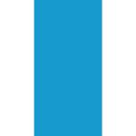 A bold blue shape resembling a stylized letter or symbol stands against a stark white background creating a striking visual contrast that draws attention to the object.