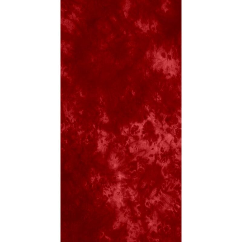 Tie Dye Tube Headband A textured fabric in deep red displays a marbled pattern with varying shades of red creating a rich and vibrant effect against a solid background.